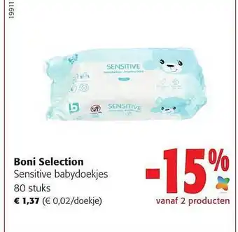 Colruyt Boni selection sensitive babydoekjes aanbieding
