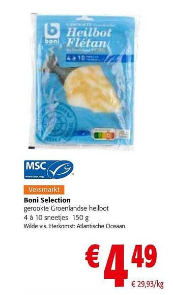 Colruyt Boni selection gerookte groenlandse heilbot aanbieding