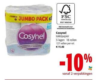 Colruyt Cosynel toiletpapier aanbieding