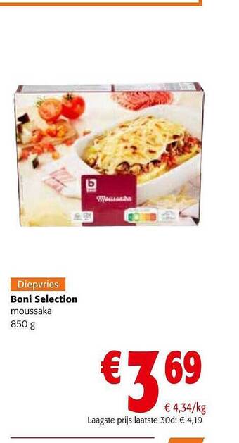 Colruyt Boni selection moussaka aanbieding