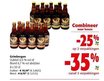 Colruyt Grimbergen dubbel of blond abdijbier aanbieding