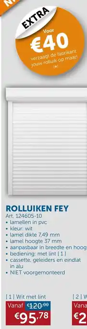 Zelfbouwmarkt Rolluiken fey wit met lint 37MM art. 124605-10 aanbieding