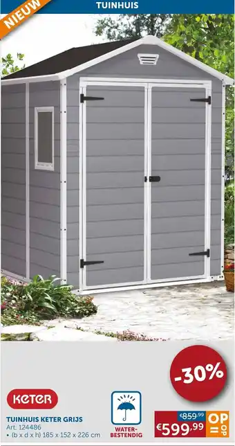 Zelfbouwmarkt Keter tuinhuis grijs 185 x 152 x 226CM art. 124486 aanbieding