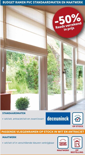 Zelfbouwmarkt Budget ramen PVC standaardmaten en maatwerk aanbieding