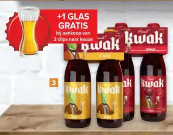 Carrefour Kwak blond 4x33CL +1 glas gratis aanbieding