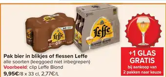 Carrefour Leffe blond clip 8x33CL +1 glas gratis aanbieding