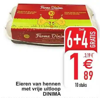 Cora Dinima Eieren van hennen met vrije uitloop 6+4 Gratis aanbieding