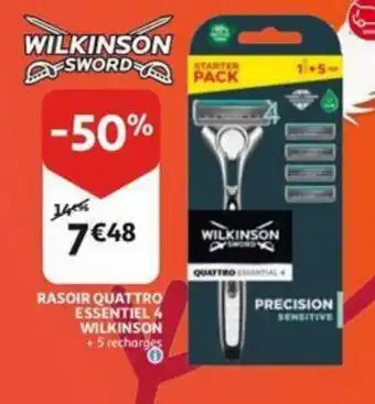 Auchan Rasoir quattro essentiel 4 wilkinson aanbieding
