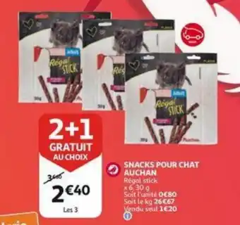 Auchan Snacks pour chat 2+1 gratuit au choix aanbieding