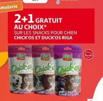 Auchan Sur les snacks pour chien chick'os et duck'os riga 2+1 gratuit aanbieding