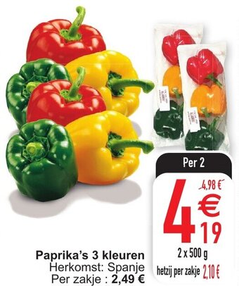 Cora Paprika's 3 kleuren aanbieding