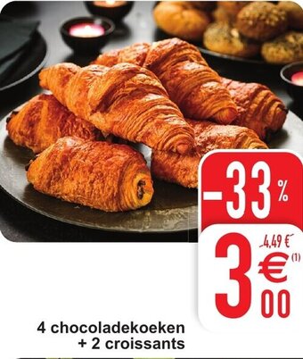 Cora 4 chocoladekoeken + 2 croissants aanbieding