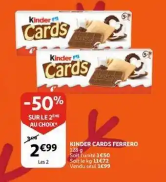 Auchan Kinder cards ferrero 128g aanbieding