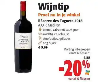 Colruyt Réserve des tuguets 2018 aop madiran aanbieding