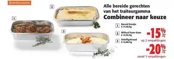Bereide gerechten van het traiteurgamma