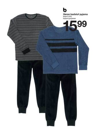 Zeeman Heren badstof pyjama aanbieding
