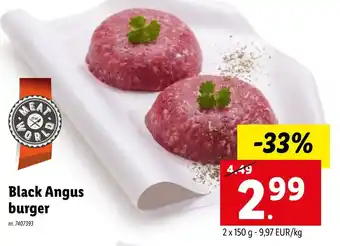 Lidl Black Angus burger 2x150G nr. 7407393 aanbieding
