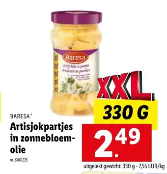 Lidl Baresa artisjokpartjes in zonnebloemolie 330G nr. 6001235 aanbieding