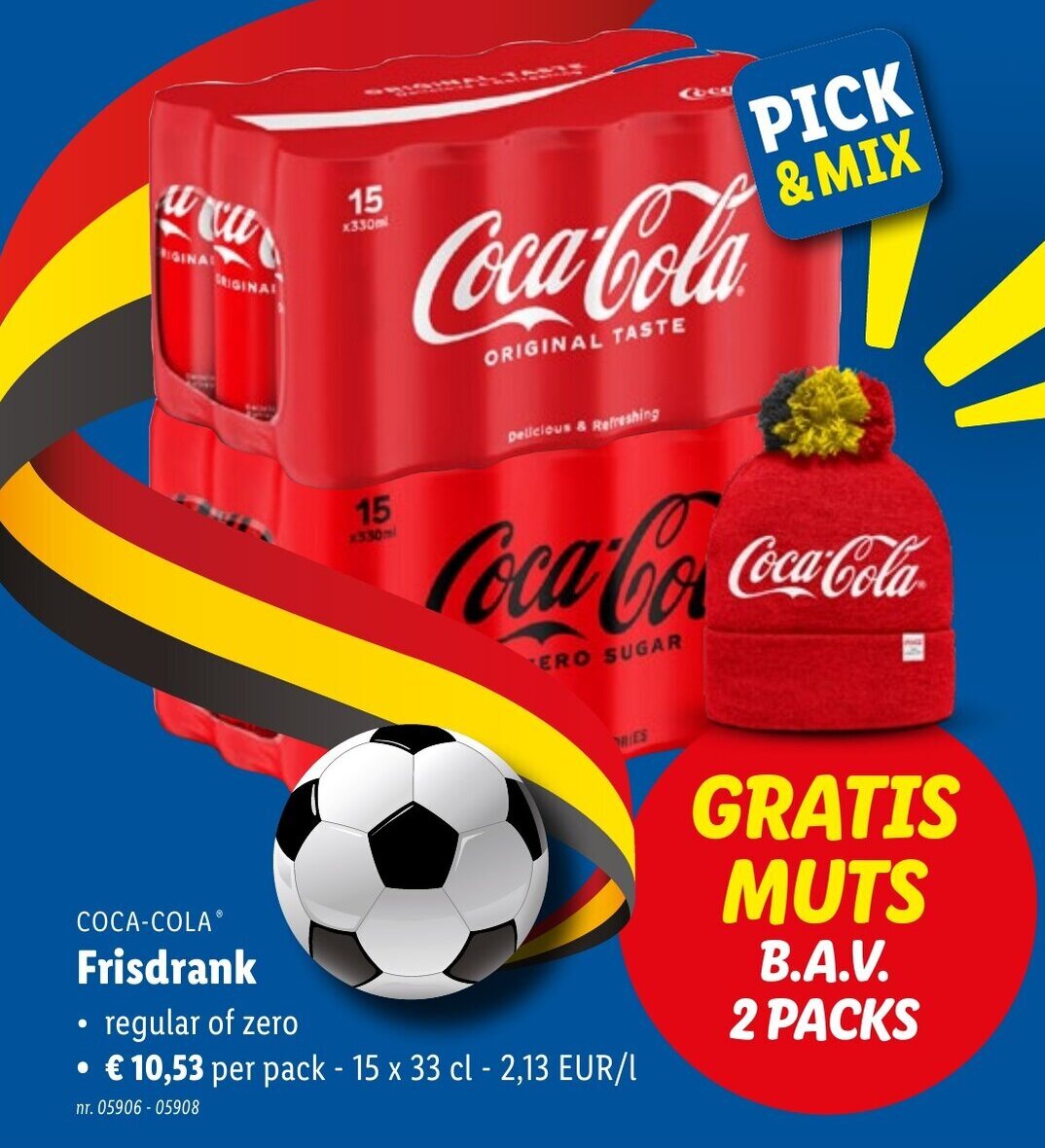 CocaCola frisdrank regular of zero 15x33CL nr. 0590605908 promotie