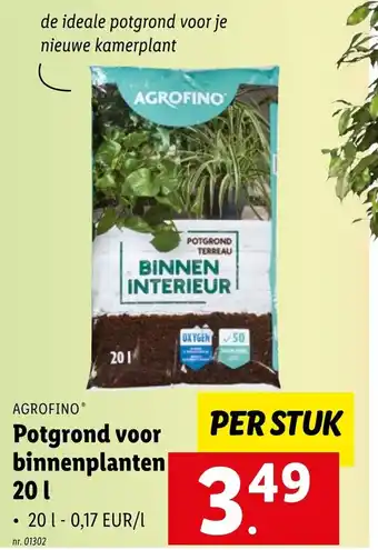 Lidl Agrofino potgrond voor binnenplanten 20L nr. 01302 aanbieding
