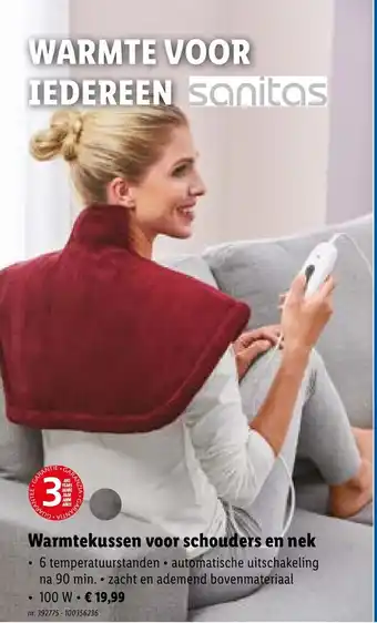 Lidl Warmtekussen voor schouders en nek 100W nr. 392775-100356236 aanbieding
