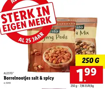 Lidl Alesto borrelnootjes salt & spicy 250G nr. 154105 aanbieding