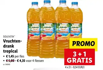 Lidl Solevita vruchten drank tropical 3+1 gratis x 2L nr. 140045 aanbieding