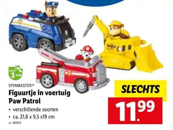 Lidl Spin Master figuurtje in voertuig paw patrol 21.6 x 9.5 x 19CM nr. 392924 aanbieding
