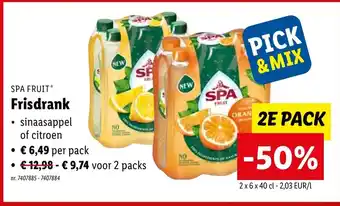 Lidl SPA fruit frisdrank 2 x 6 x 40CL nr. 7407885-7407884 aanbieding