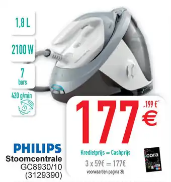 Cora Philips stoomcentrale GC8930/10 1.8L 2100W (3129390) aanbieding