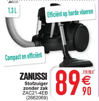 Zanussi stofzuiger zonder zak ZAC21-4EB 1.3L (2662069)