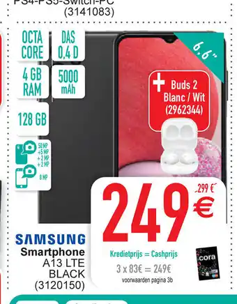 Cora Samsung smartphone A13 LTE BLACK (3120150) aanbieding