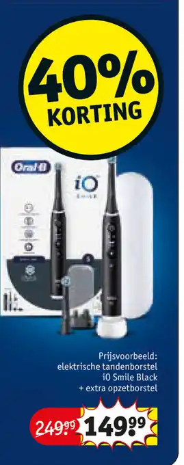 Kruidvat Oral-B elektrische tandenborstel i0 Smile Black + extra opzetborstel aanbieding