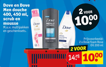 Kruidvat Dove en Dove Men douche 400, 450 ml, scrub en mousse aanbieding