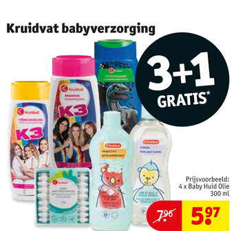 Kruidvat babyverzorging 3+1 gratis aanbieding