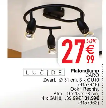 Plafondlamp CARO zwart, 31cm, 3 x GU10 (3157948)