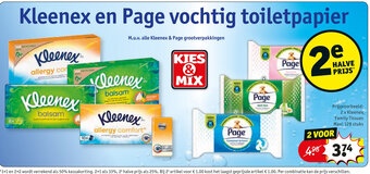 Kruidvat Kleenex en Page vochtig toiletpapier aanbieding