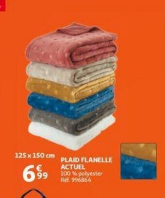 Auchan Plaid flanelle actuel 125x150cm aanbieding