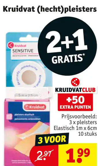 Kruidvat Prijsvoorbeeld: 3 x pleisters Elastisch 1m x 6 cm 2+1 gratis aanbieding