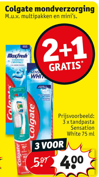 Kruidvat Colgate mondverzorging 2+1 gratis aanbieding