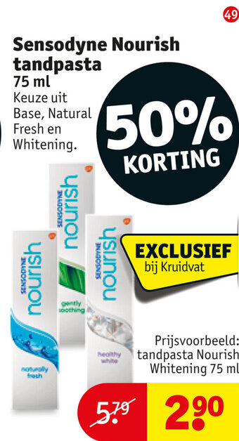 Kruidvat Sensodyne Nourish tandpasta 75 ml aanbieding