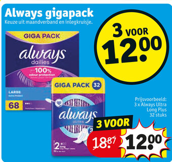 Kruidvat Always gigapack aanbieding