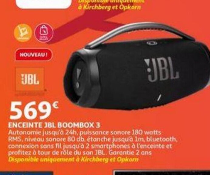Enceinte JBL boombox 3 promotie bij Auchan
