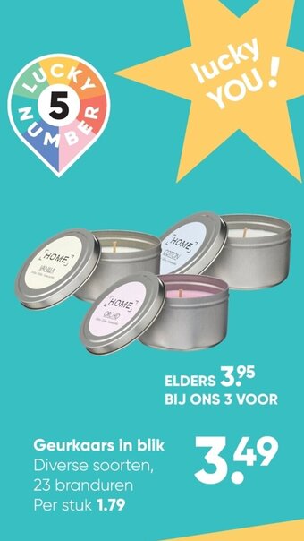 Big Bazar Geurkaars in blik aanbieding