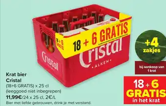 Carrefour Cristal Krat Bier 18+6 Gratis x 25cl aanbieding