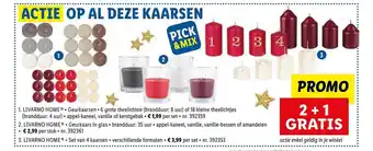Actie op al deze kaarsen 2+1 gratis