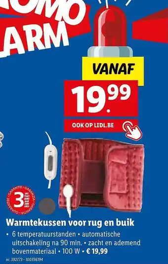 Lidl Warmtekussen voor rug en buik aanbieding