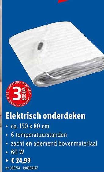 Lidl Elektrisch onderdeken aanbieding