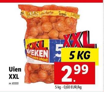 Lidl Uien xxl aanbieding