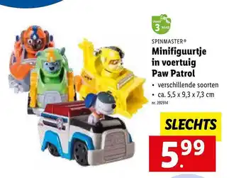 Lidl Spinmaster minifiguurtje in voertuig paw patrol aanbieding